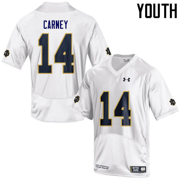 Youth NCAA Notre Dame Fighting Irish #14 J.D. Carney Stitched College Under Armour Authentic White Football Jersey DO10S12ZJ